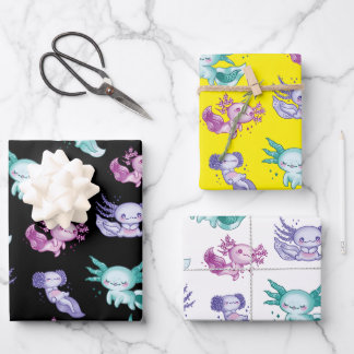 Cute Axolotls Wrapping Paper Sheet