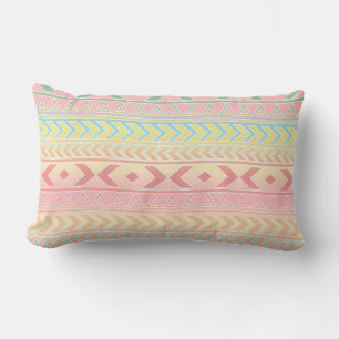 Cute Aztec Influenced Pattern in Pastel Colours Lumbar Pillow