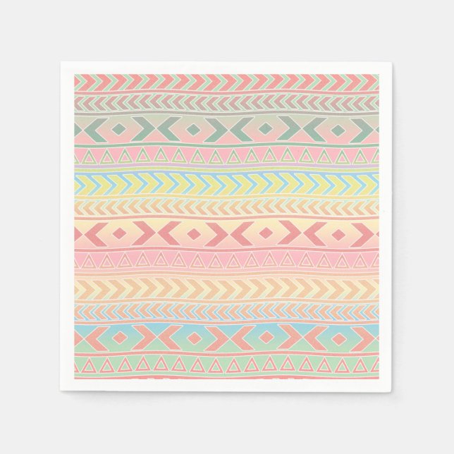 Cute Aztec Influenced Pattern In Pastel Colours Napkin (Front)