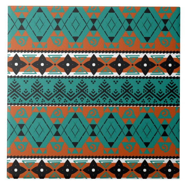 cute aztec pattern decor ceramic tile (Front)