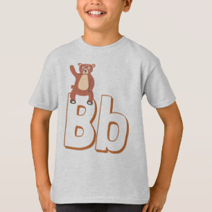 Cute B For Bear - Kids ABCD English Alphabet T-Shirt