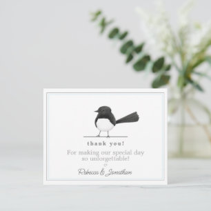 Cute B/W Bird - Simple Elegant Wedding Thank You Card