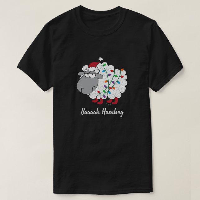 Cute Baaaah Humbug Sheep with Lights T-Shirt (Design Front)