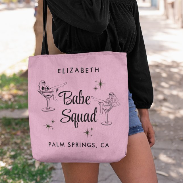 Cute Babe Squad Pink Bachelorette Party Tote Bag (Creator Uploaded)