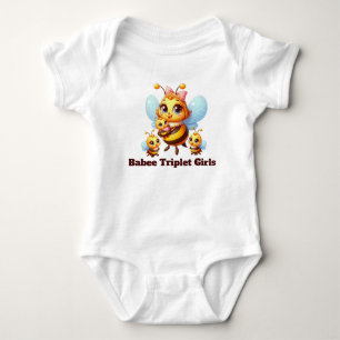 Cute babee triplet girls  baby bodysuit