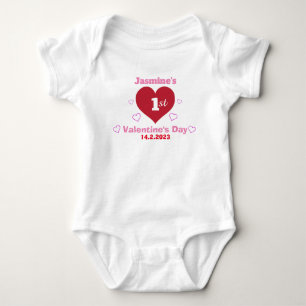 Cute Baby 1st Valentine's Day Personalized White Bodysuit