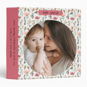 Cute Baby 1st Year Photo Album Floral Pattern 3 Binder