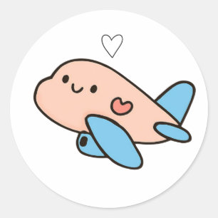 Cute Baby Airplane Sticker Kawaii Plane Heart