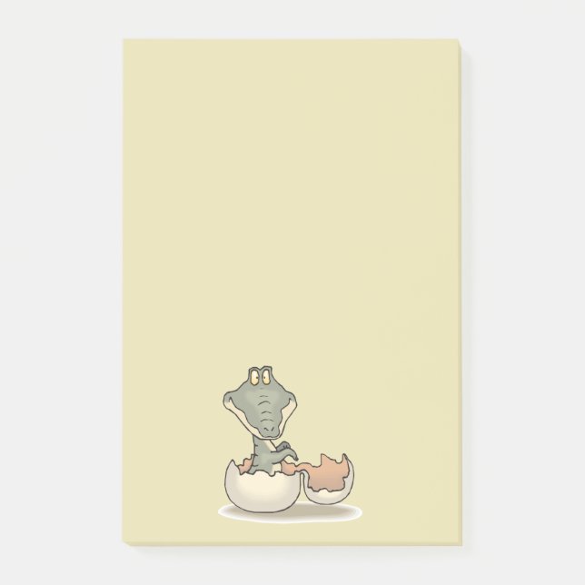 Cute Baby Alligator Cartoon Hatching from Eggshell Post-it Notes (Front)