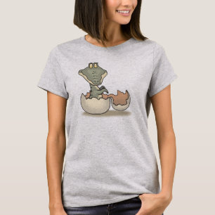 Cute Baby Alligator Cartoon Hatching from Eggshell T-Shirt
