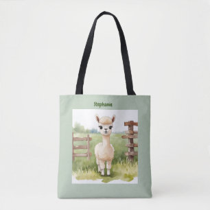 Cute Baby Alpaca Mug Custom Tote Bag