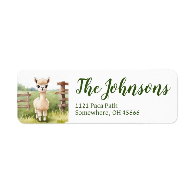 Cute Baby Alpaca Return Address Labels (Front)