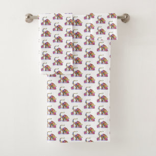 Cute Baby and Mom Elephant Bath Towels