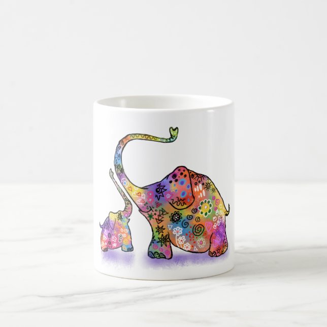 Cute Baby and Mom Elephant Mug (Center)
