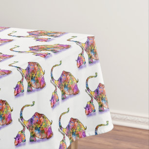 Cute Baby and Mom Elephant Tablecloth