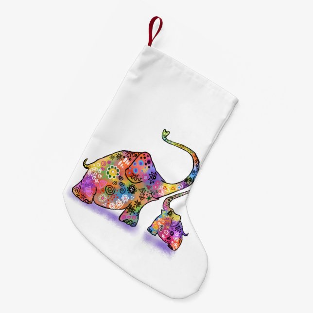 Cute Baby and Mom Elephants Christmas Stocking (Front (Hanging))