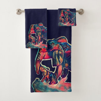 cute baby and mommy elephant  bath towel set