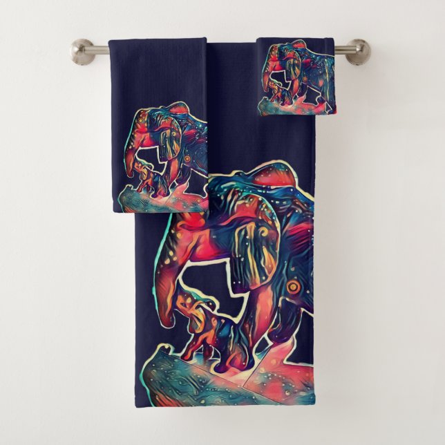 cute baby and mommy elephant  bath towel set (Insitu)