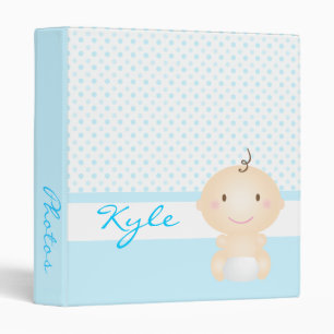 Cute Baby and Polka Dots (Blue) Binder