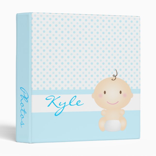 Cute Baby and Polka Dots (Blue) Binder (Front/Spine)