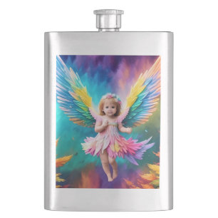 Cute Baby Angel Wings Art-38424 Hip Flask