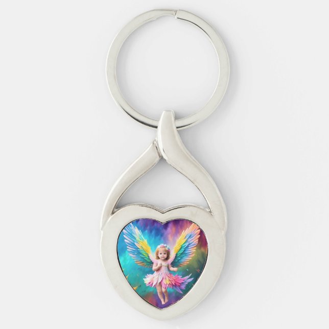 Cute Baby Angel Wings Art-38424 Keychain (Front)