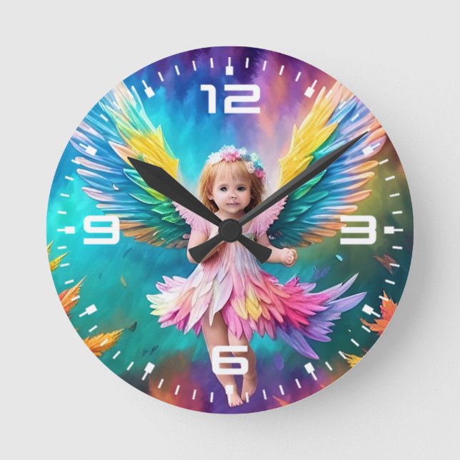 Cute Baby Angel Wings Art-38424 Round Clock (Front)