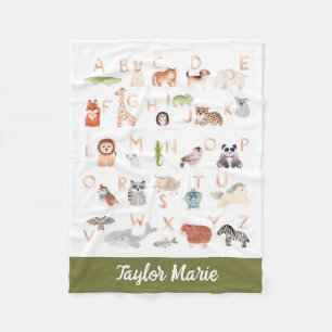 Cute Baby Animal Alphabet Fleece Blanket