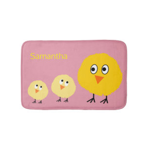 Cute Baby Animal Chicken Personalized Girl Bath Mat