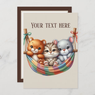 Cute baby animals add text card