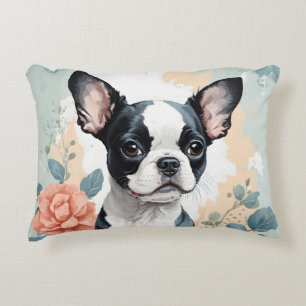 Cute Baby Animals   Boston Terrier Puppy Accent Pillow