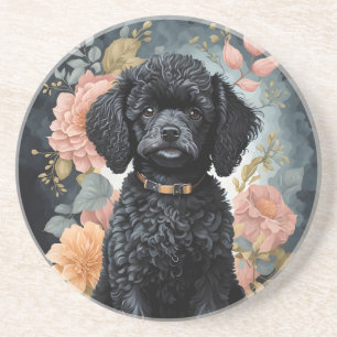 Cute Baby Animals Cute Black Poodle Puppy Coaster
