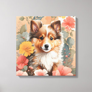 Cute Baby Animals   Cute Shetland Sheepdog Puppy Canvas Print