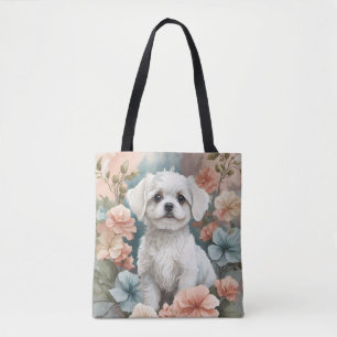 Cute Baby Animals   Cute White Maltese Puppy  Tote Bag