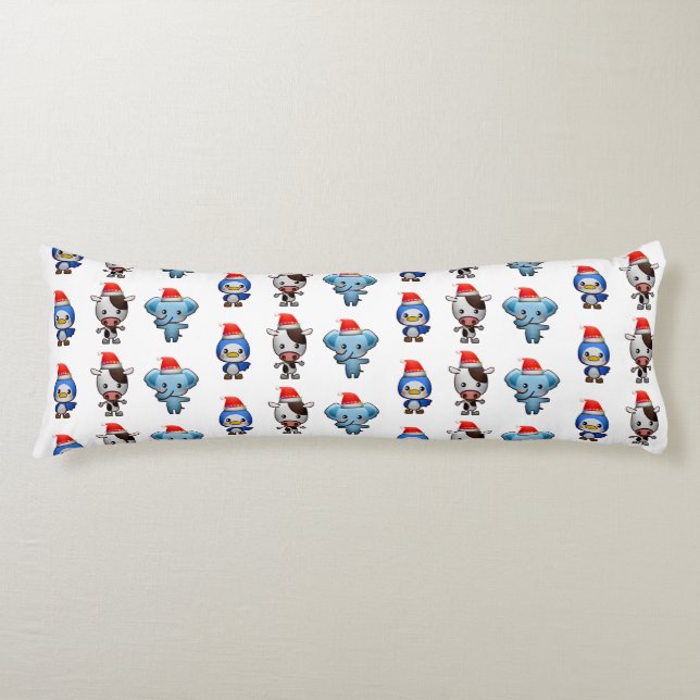 Cute Baby Animals Elephant Cow Penguin Child Body Pillow (Front)
