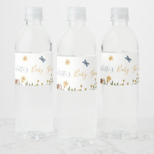 Cute Baby Animals Floral Baby Shower Water Bottle Label