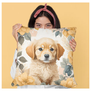 Cute Baby Animals   Golden Retriever Puppy  Throw Pillow