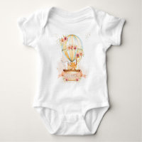 Cute Baby Animals Hot Air Balloon Floral 