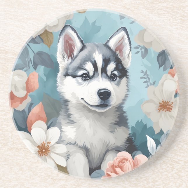 Cute Baby Animals | Husky Puppy  Coaster (Front)