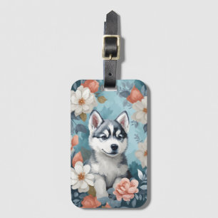 Cute Baby Animals   Husky Puppy  Luggage Tag