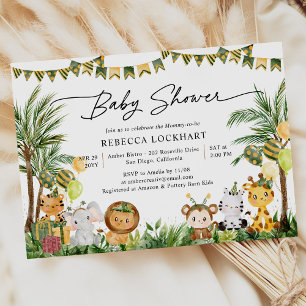 Cute Baby Animals Jungle Safari Baby Shower Invitation