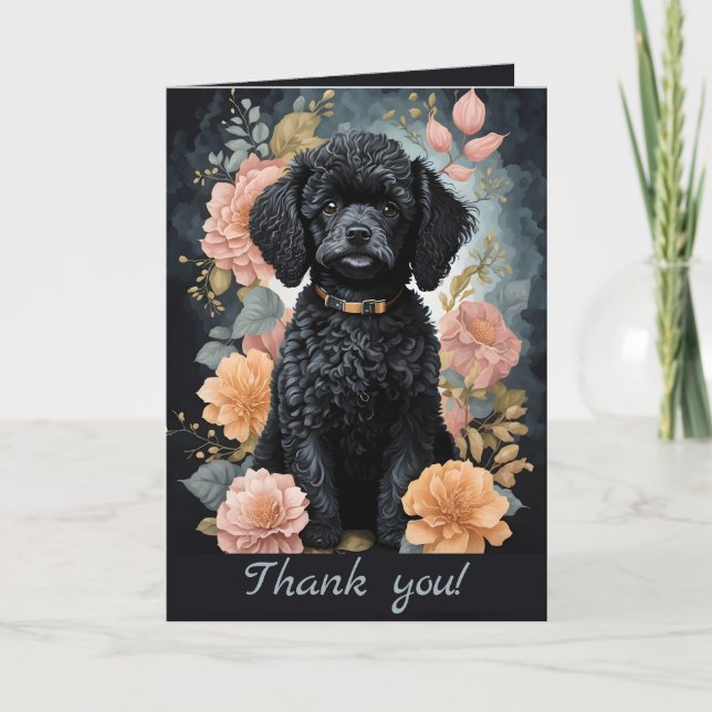 Cute Baby Animals | Poodle Puppy Thank You Card (Front)