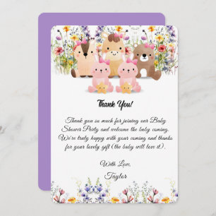 Cute Baby Animals & Wildflower Thank You Card