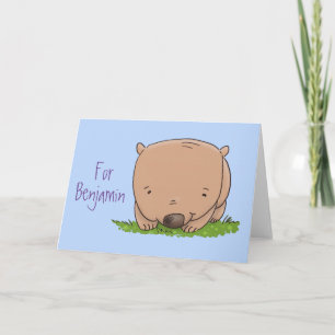 Cute baby Australian wombat cartoon illustration Card