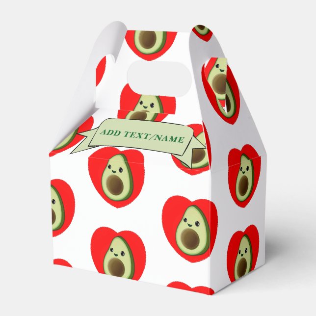 Cute Baby Avocado In Red Heart Custom Favor Box (Front Side)