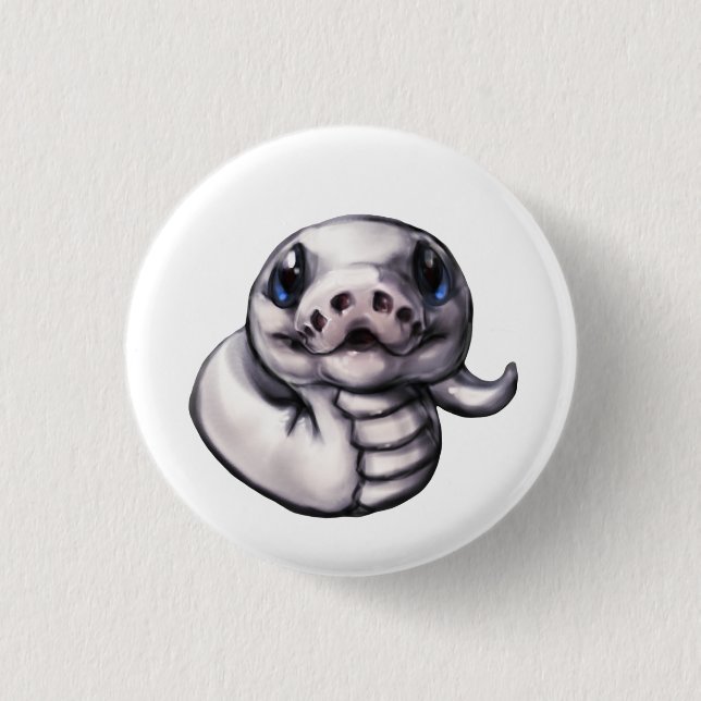Cute Baby Ball Python Button (Leucistic) (Front)