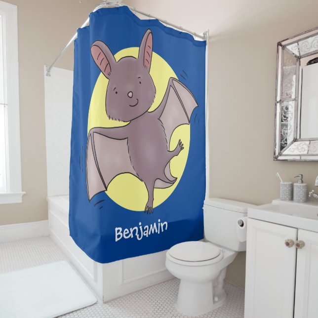Cute baby bat flying cartoon illustration (In Situ)