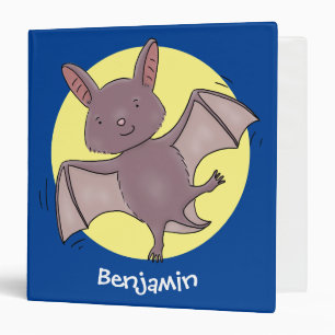 Cute baby bat flying cartoon illustration binder