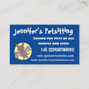 Cute baby bat flying cartoon illustration business card