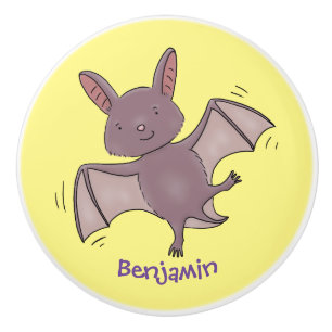 Cute baby bat flying cartoon illustration ceramic knob